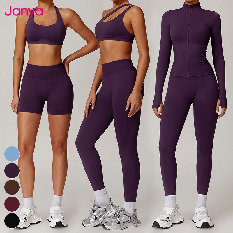 New sportswear seamless knitted fitness suit slim buttocks sports leggings 2-piece set gym fitness yoga set