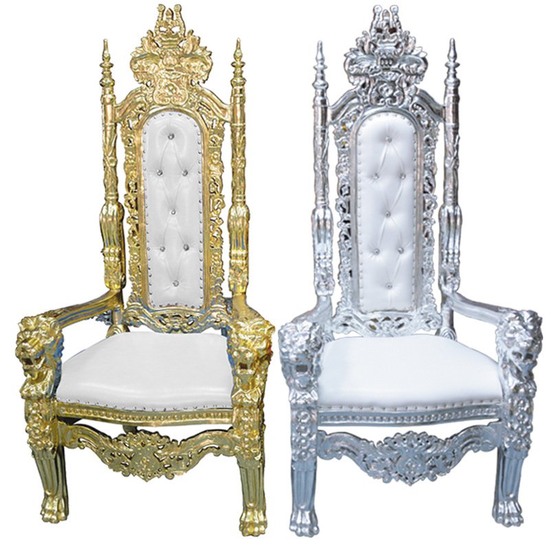 European style modern white lion king queen throne chair, handmade, suitable for outdoor use, hotel wedding ceremony, villa event workshop
