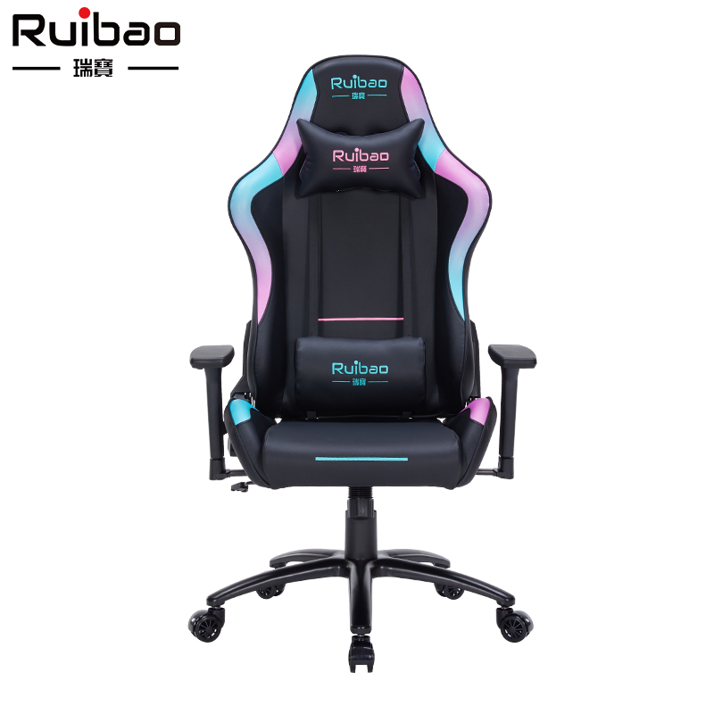 Ruibao modern 3D adjustable armrest, customized backrest support, synthetic leather swivel chair headrest, 4-stage air pressure lifting and tilting function