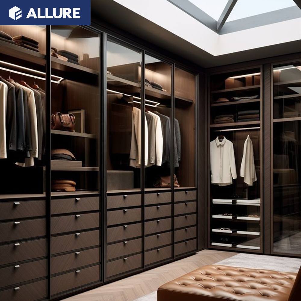 Temptation 3-door smart bedroom solid pine wardrobe design with mirror image