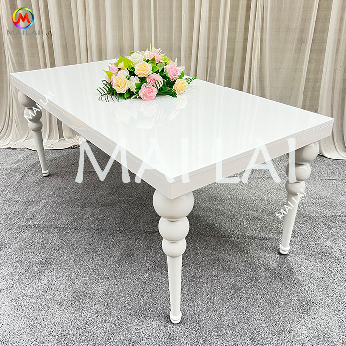 Hotel banquet event white metal gold dining table stainless steel wedding table