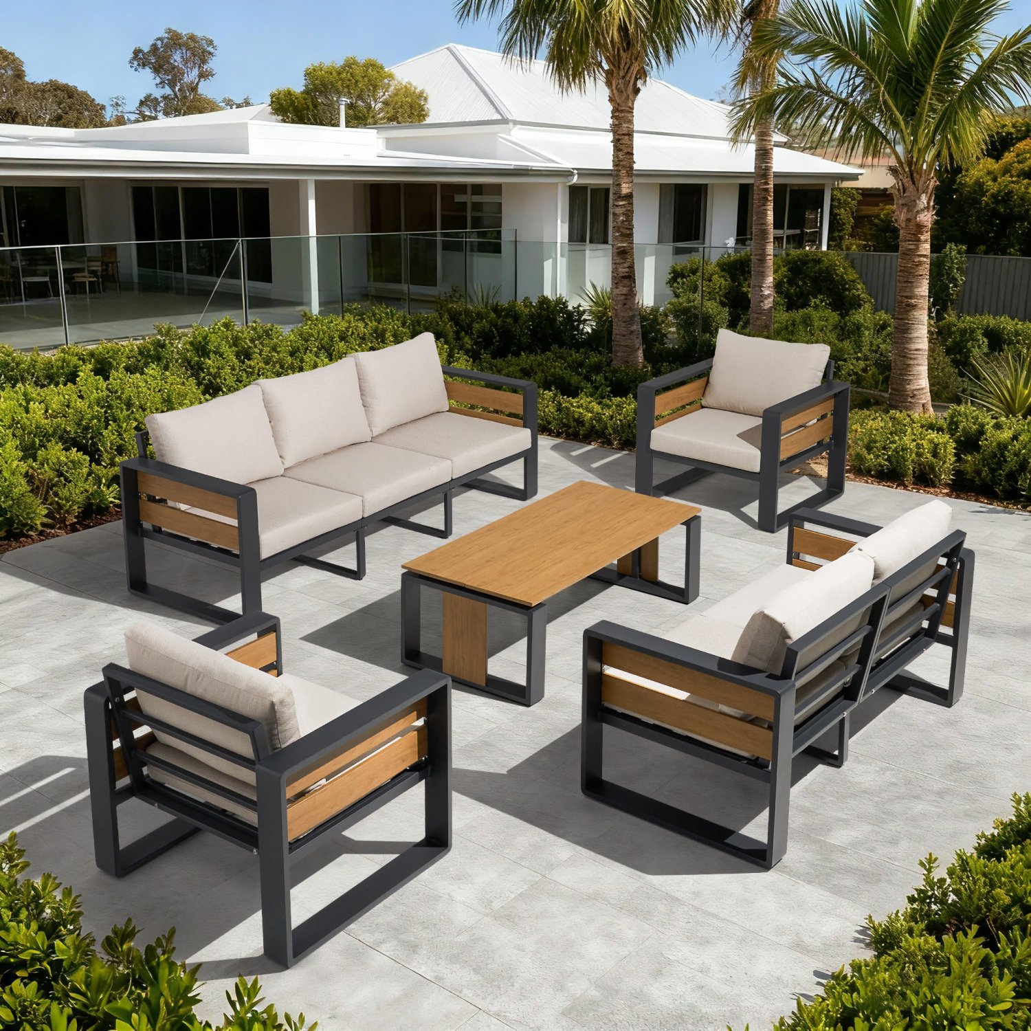 Modern Richard aluminum outdoor garden 1-7 seater sofa set, suitable for terraces, balconies, courtyards, parks, apartments, living rooms or hotels