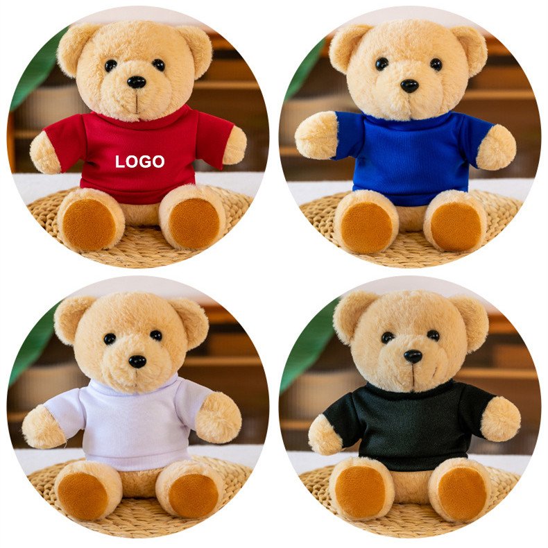 Plush Teddy Bear Doll with Customized Logo, Plush Bear with T-shirt Logo