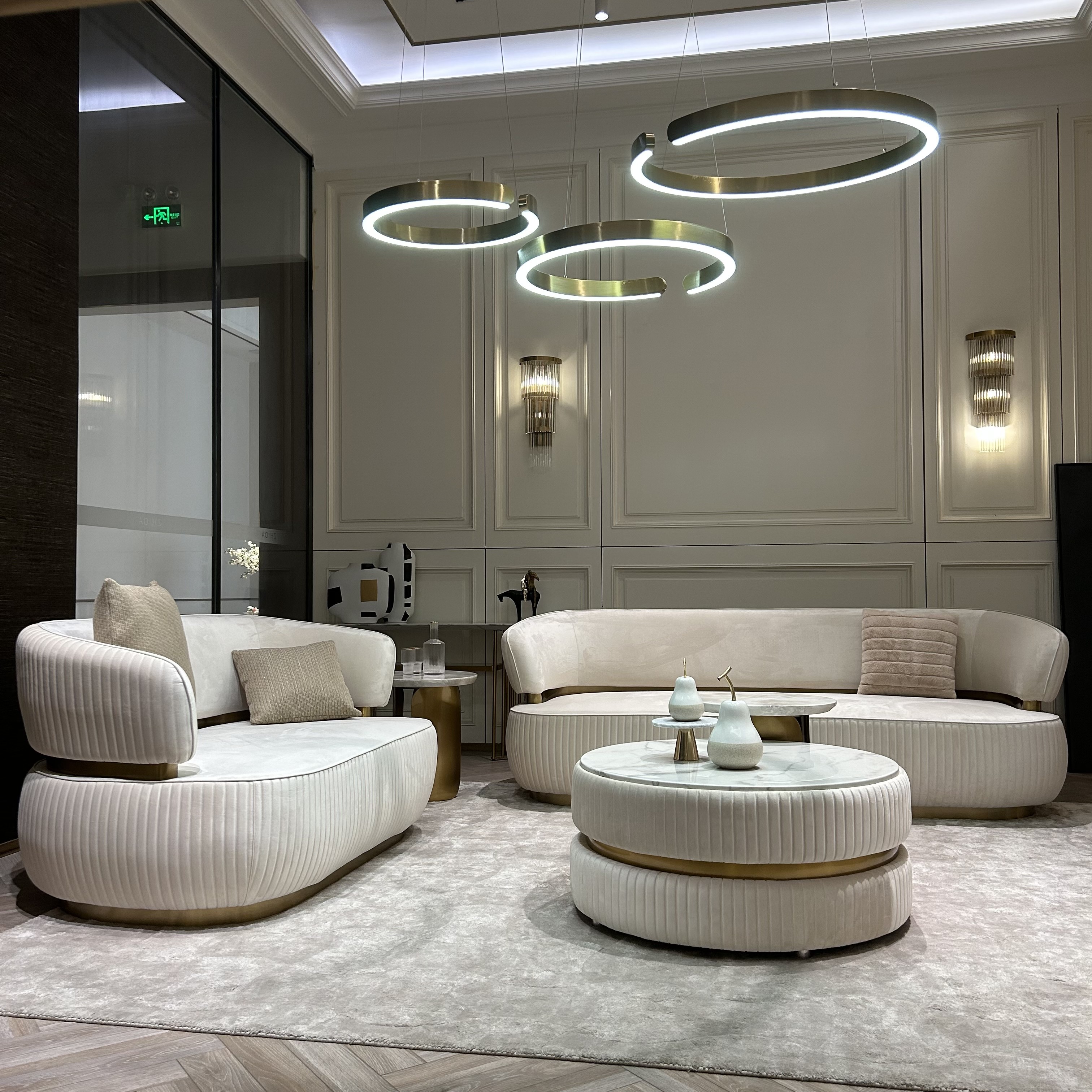 Zhida Living Room Italian Style Home Furniture Luxury Design Velvet 1 2 3 Seater Sofa Set Furniture Villa Living Room Sofa