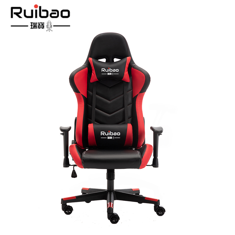 Ruibao High Back Ergonomic Gaming Chair - Industrial Design Red and Black Racing Style Reclining with Stretchable Waist Support