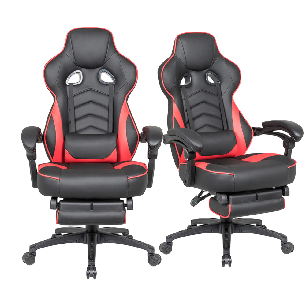 Customized reclining computer ergonomic synthetic leather swivel gaming chair with footrest steel frame, weighing 500 pounds and capacity