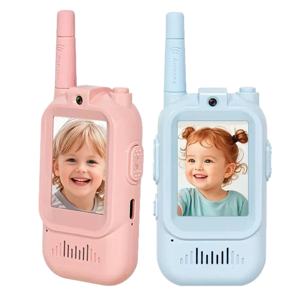 2-inch IPS display video walkie-talkie for kids, creative video walkie-talkie with 2-way talk, suitable for Christmas, birthdays, and outdoor use.