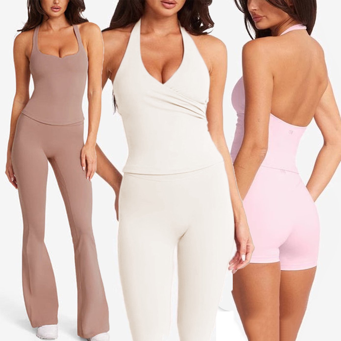 Hot selling new color women's lightweight fitness set, running nude feeling fitness set, fitness yoga wearing 5-piece set, sports set